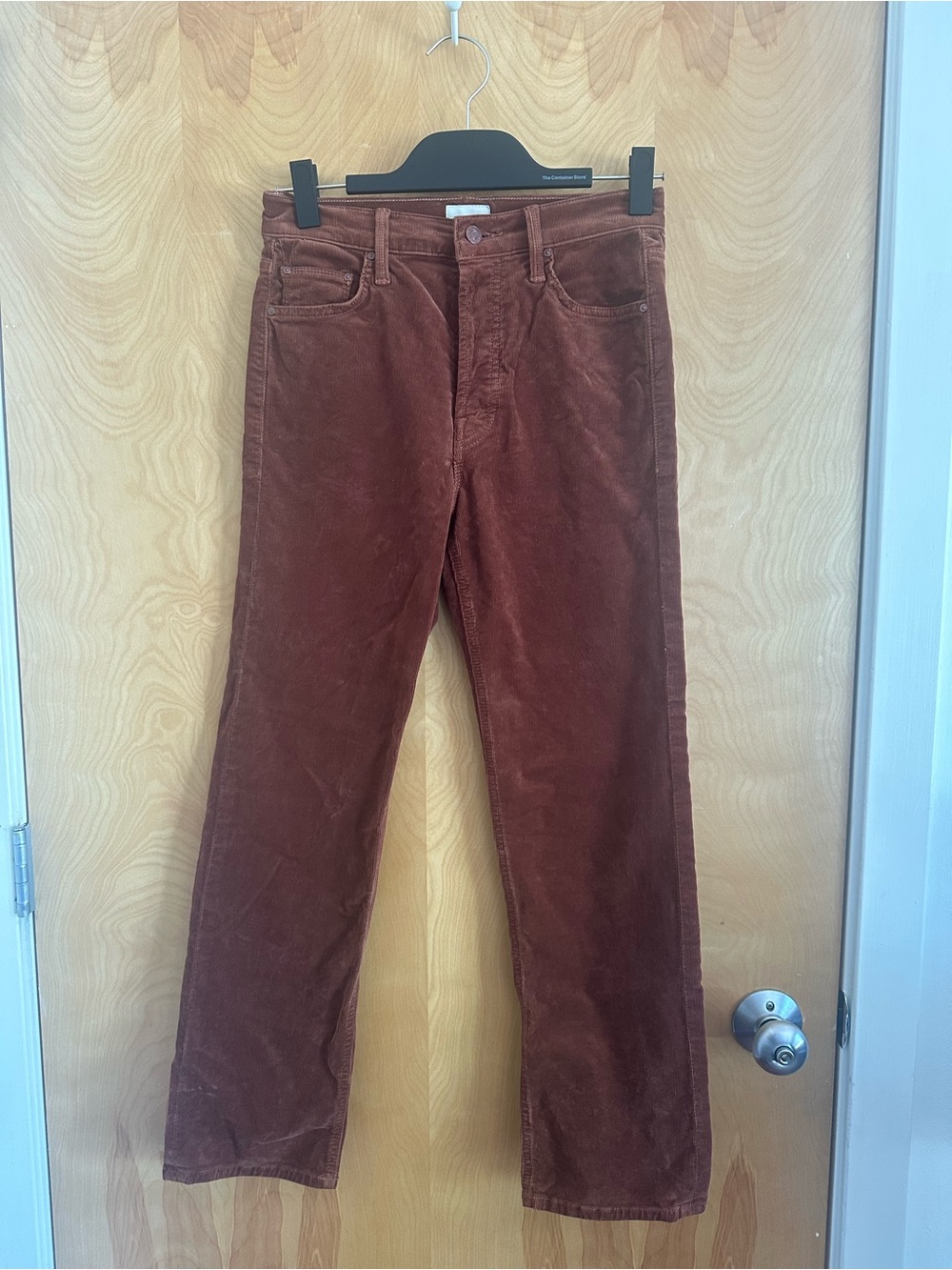 MOTHER Straight Corduroy Pants in Rich Brown